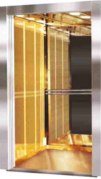 Titanium gold elevator cabin with stainless steel finish by Arkown